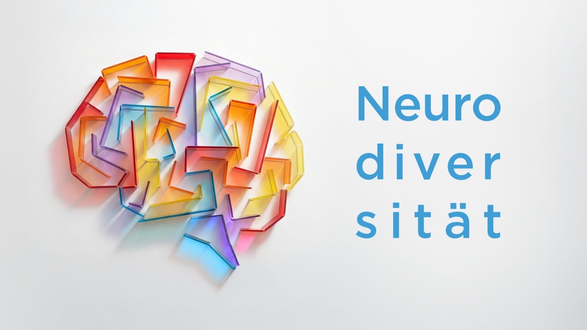 Titelbild der Initiative Neurodiversitaet mit einem bunten Gehirn